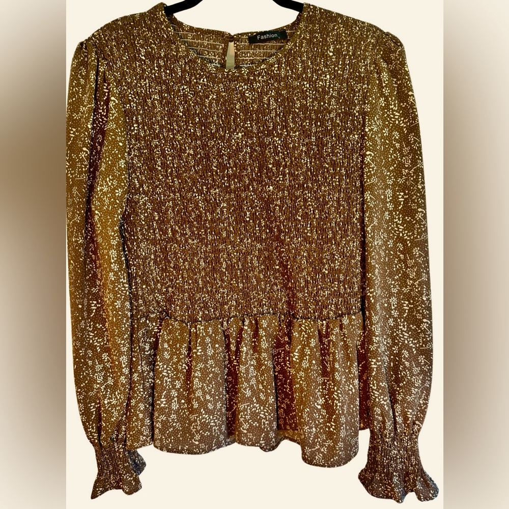 Smocked Long Sleeve Blouse